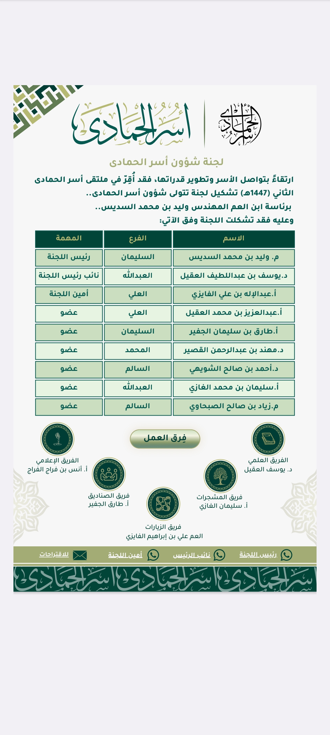 لجنة شؤون أسر الحمادى - الصفحة الرئيسية